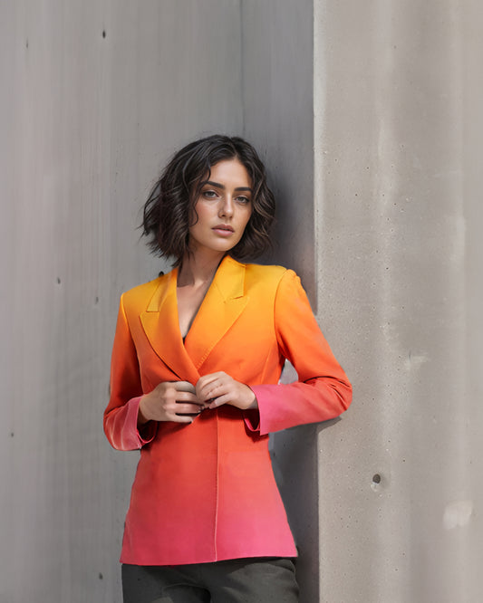 LUXE Ombre Yellow Pink Blazer