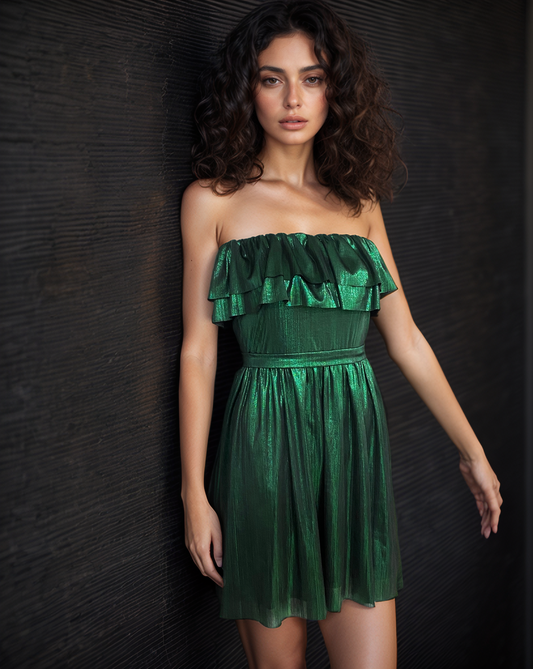 Serena Emerald Metal Dress