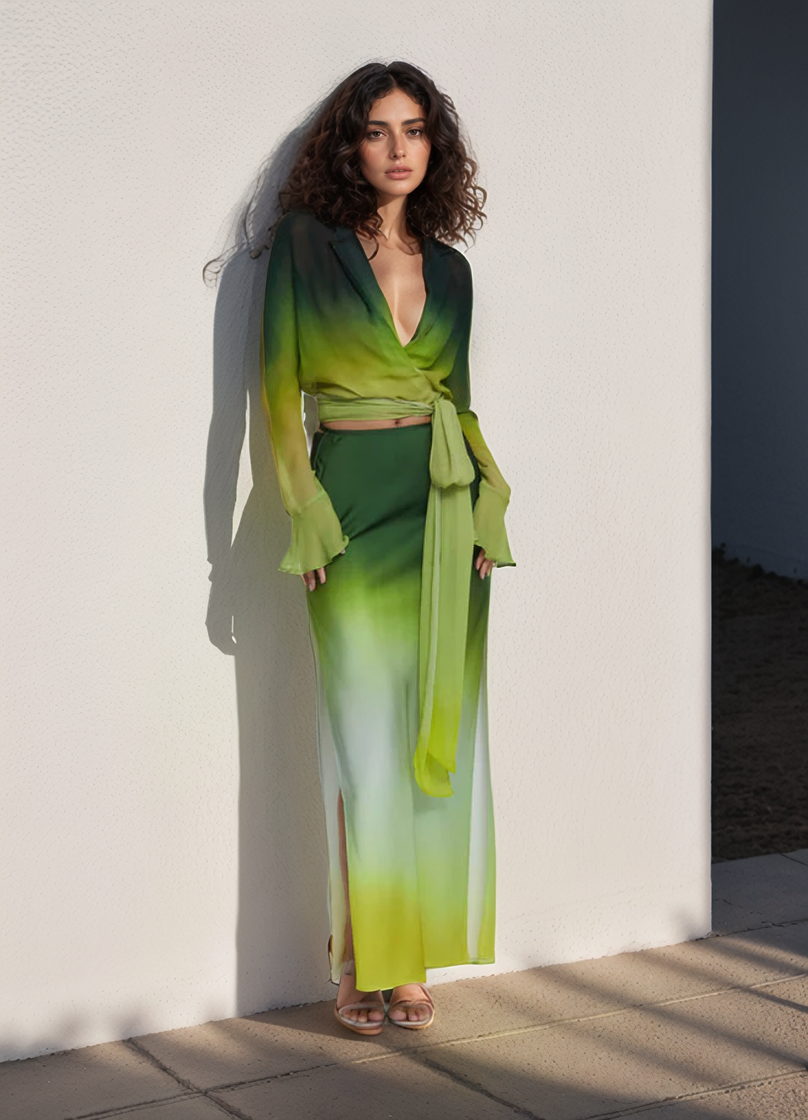 Green Yellow Ombre Skirt