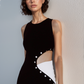 Thierra Black White Asymmetric Dress