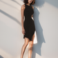 Thierra Black White Asymmetric Dress
