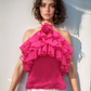 Pink Ruffle Halter Top