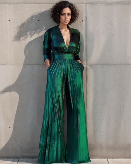 Emerald Metallic Vintage Jumpsuit