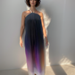 Midnight Black Purple Ombre Halter Gown