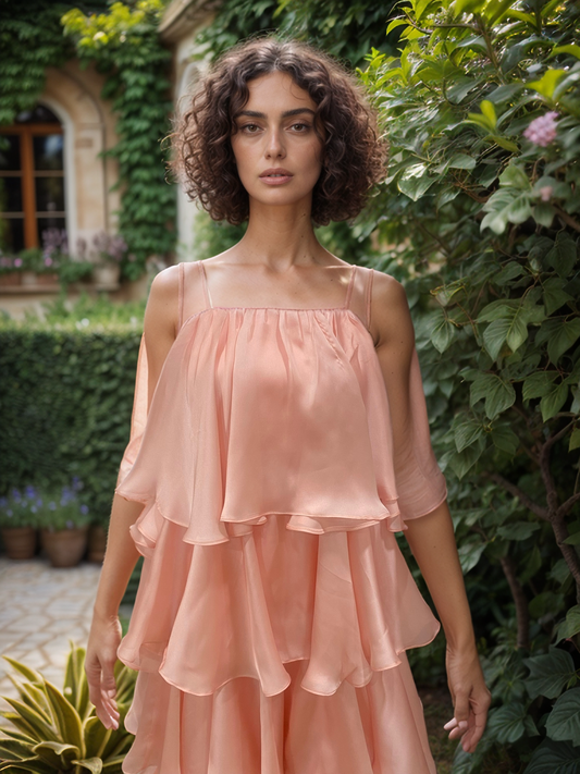 LUXE Pink Ruffle Maxi