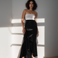 Noir Ruffle Velvet Skirt