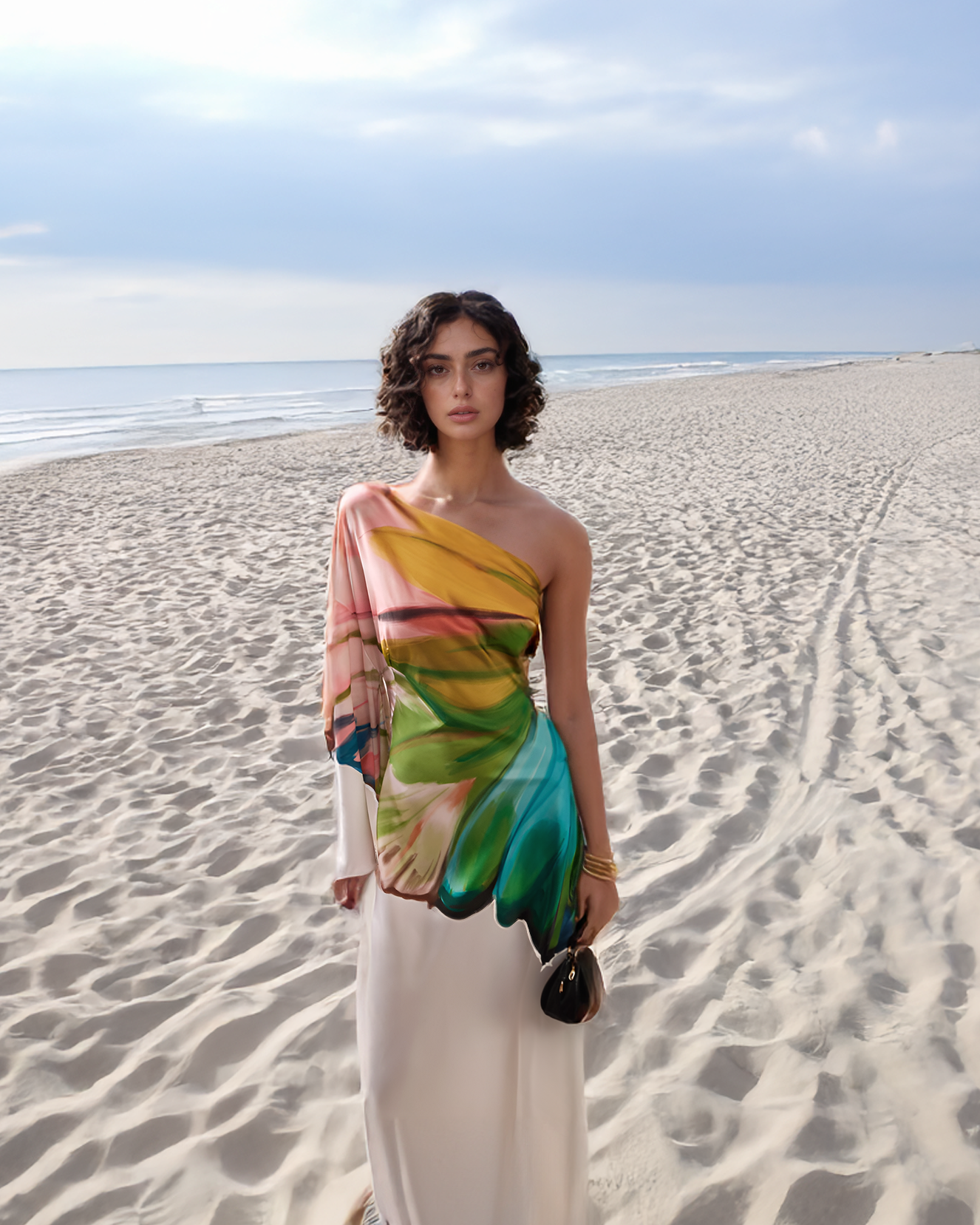 Flora Hand Painted Cream Gown
