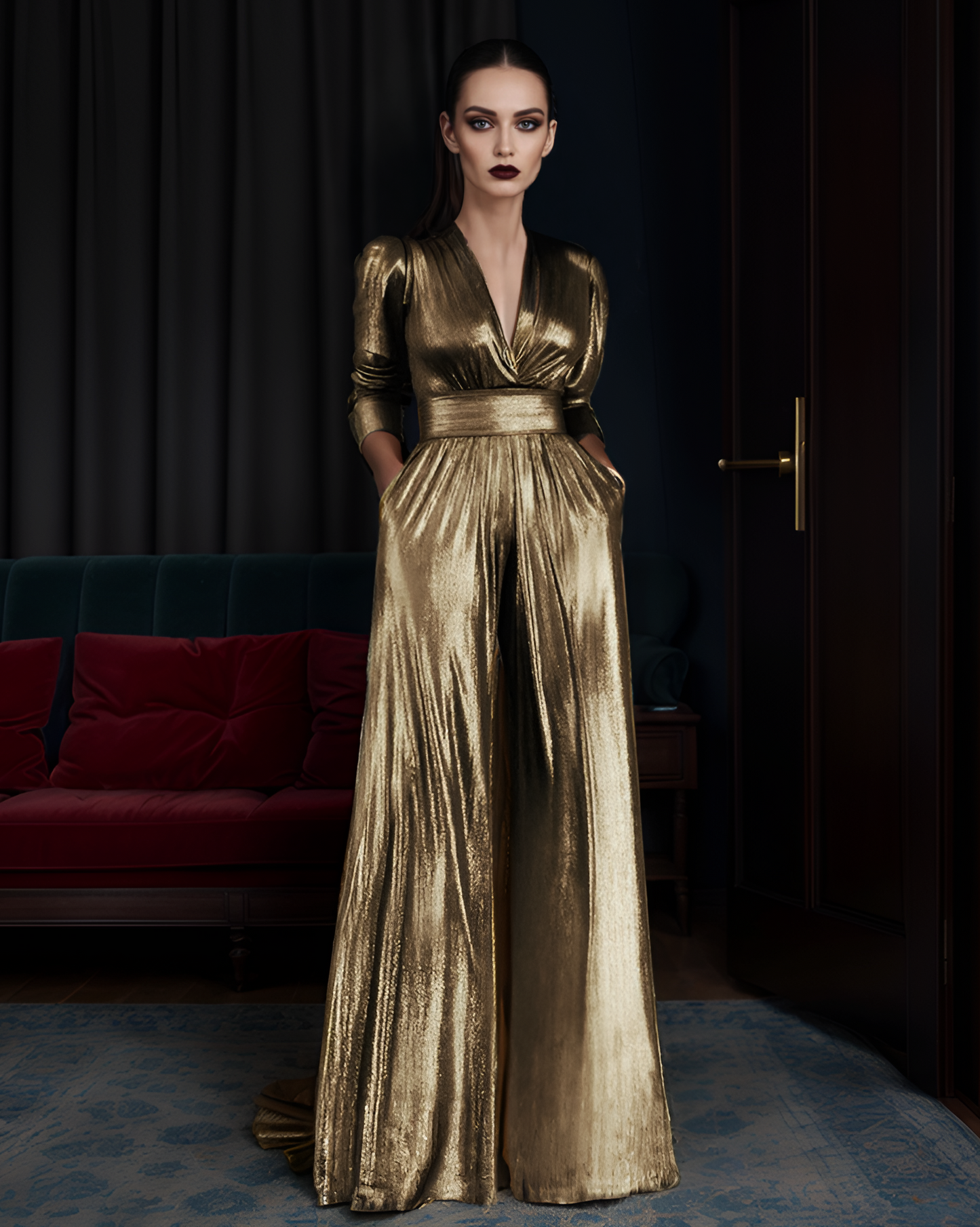 Gold Metallic Vintage Jumpsuit