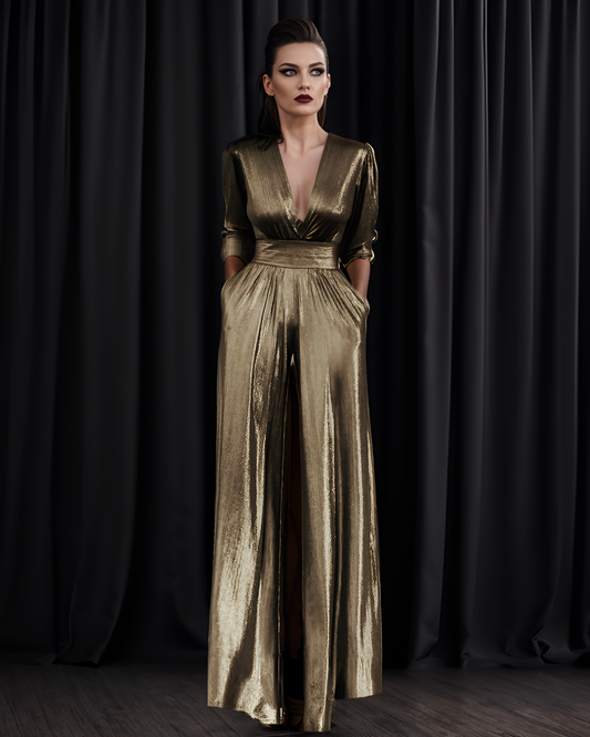 Gold Metallic Vintage Jumpsuit