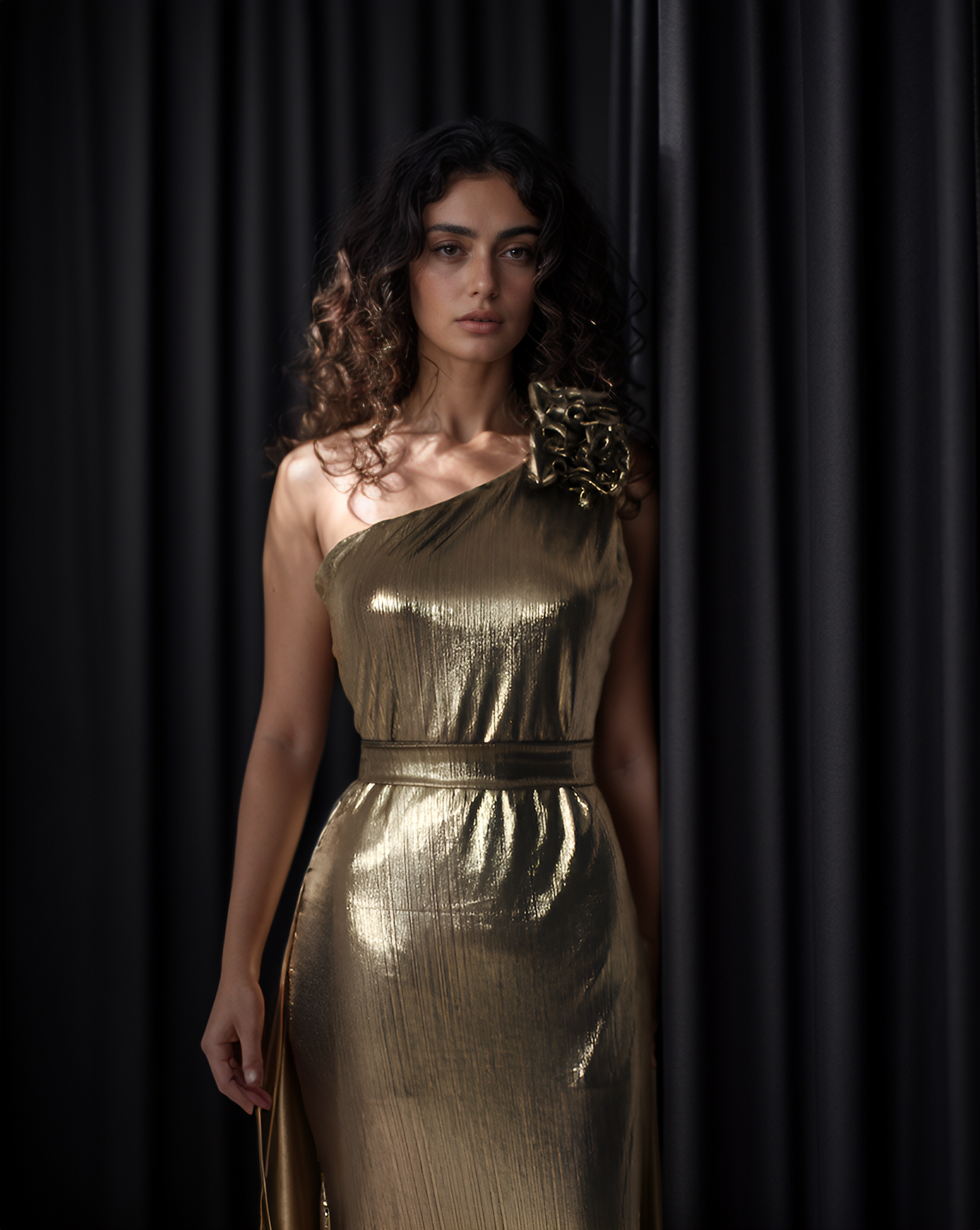 LUXE Bronze Ruffle Gown