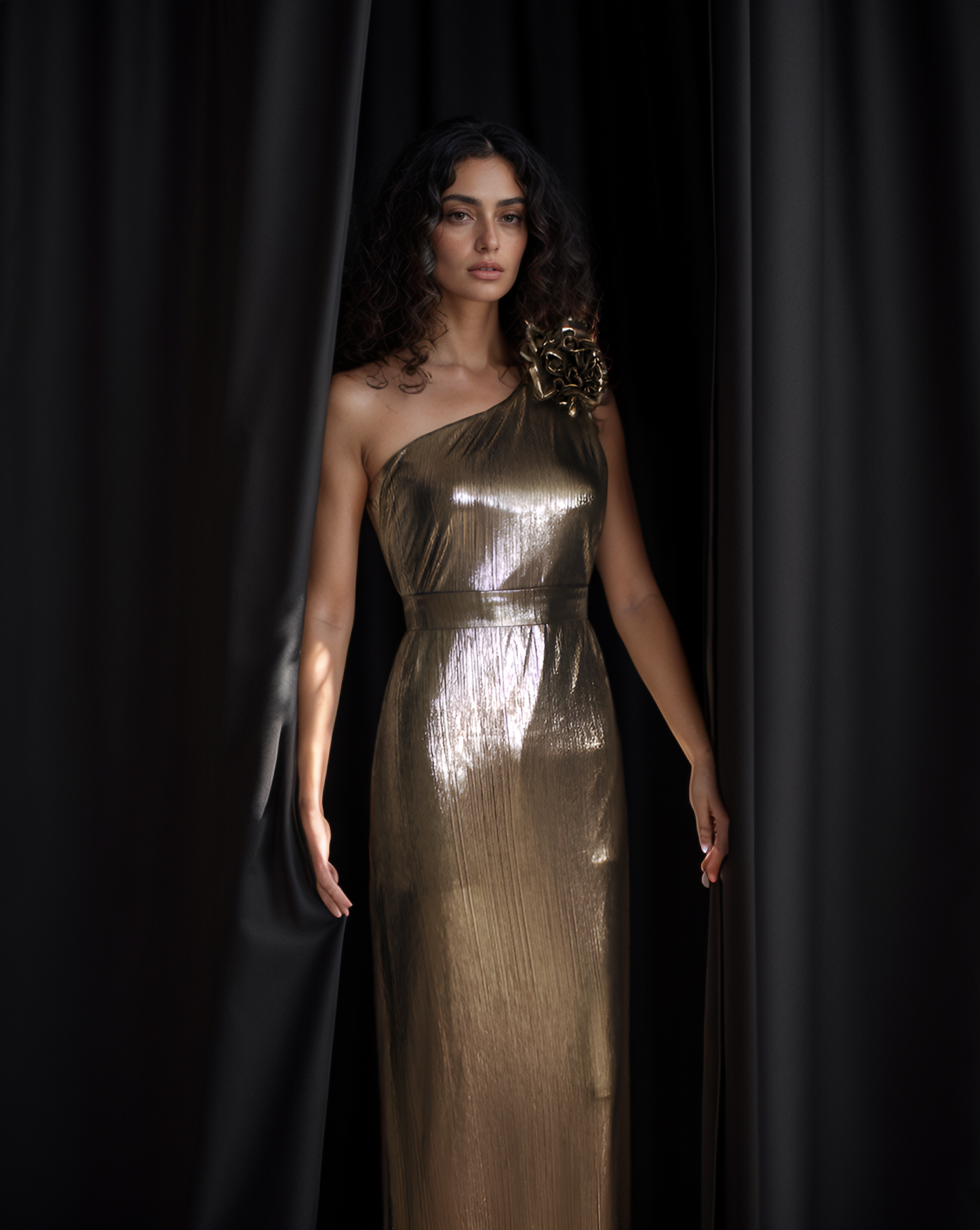 LUXE Bronze Ruffle Gown