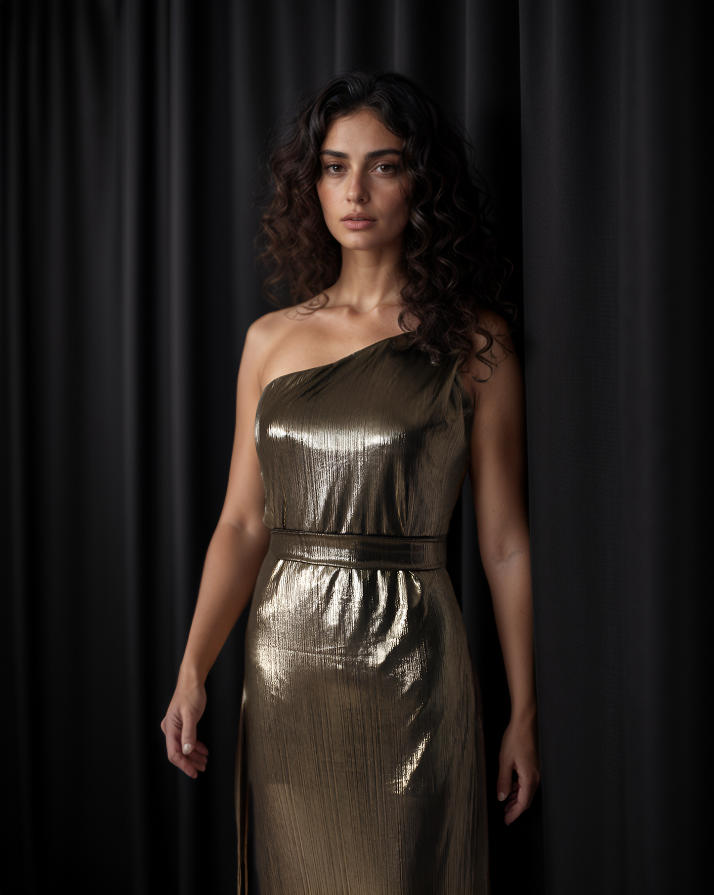 LUXE Bronze Ruffle Gown