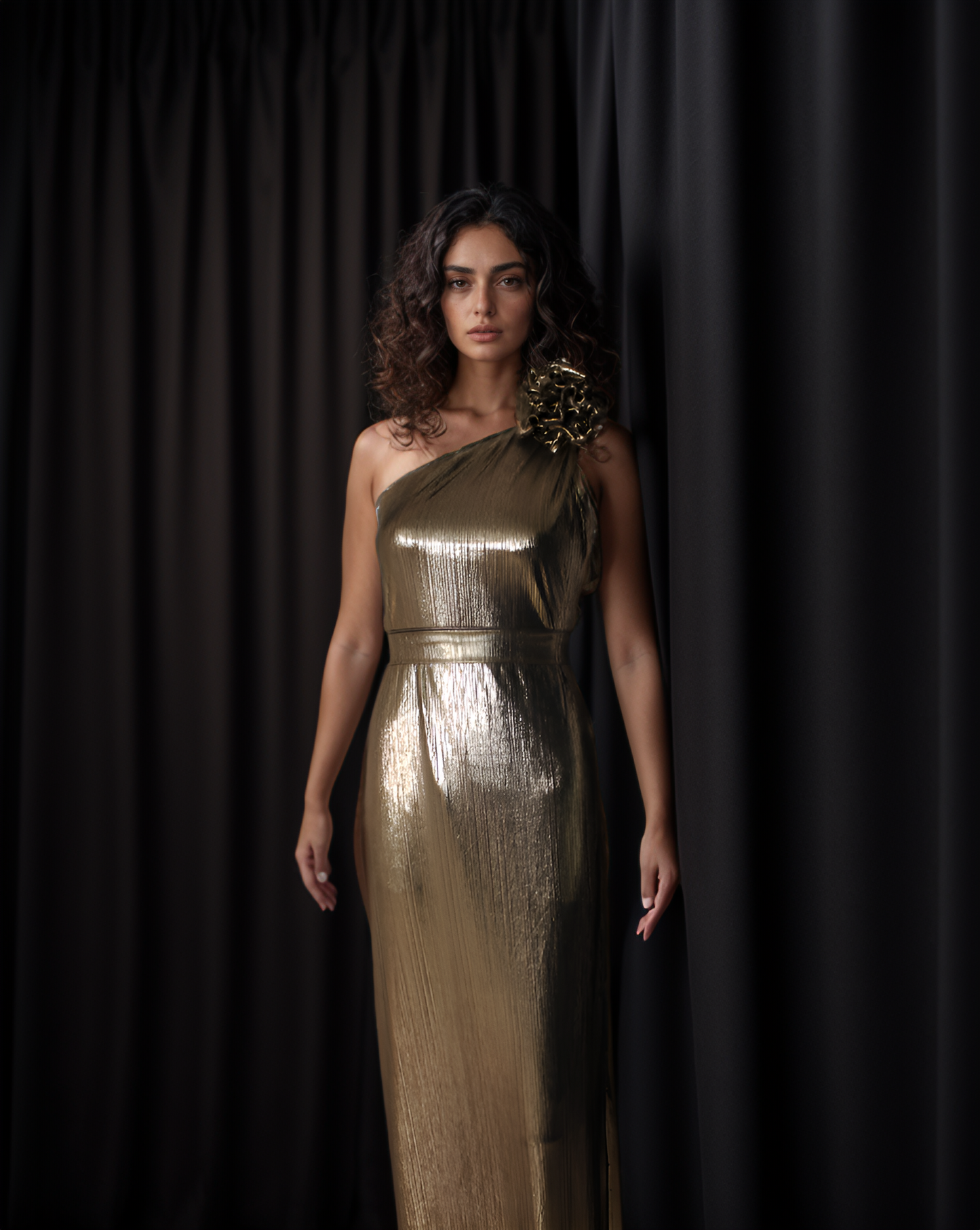 LUXE Bronze Ruffle Gown