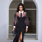 LUXE Sheer Shirt Panel Gown