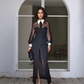 LUXE Sheer Shirt Panel Gown