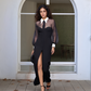 LUXE Sheer Shirt Panel Gown