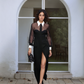 LUXE Sheer Shirt Panel Gown