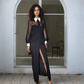 LUXE Sheer Shirt Panel Gown