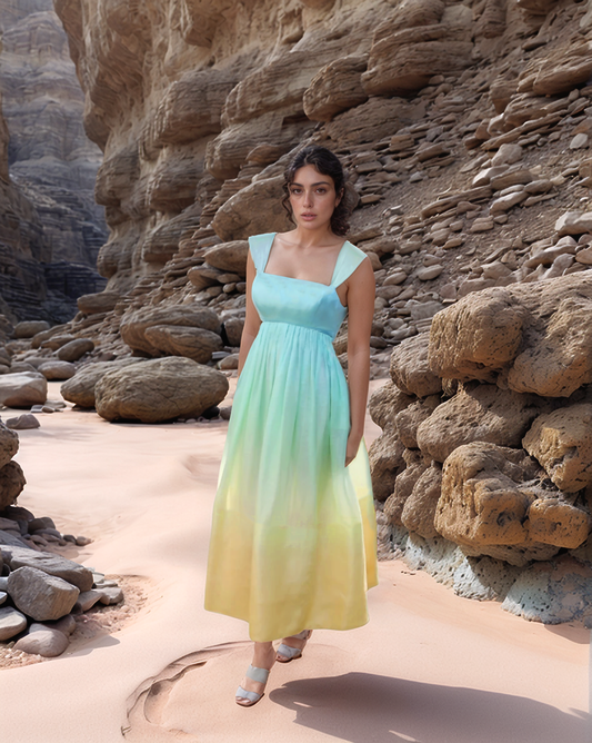 Ombre Blue Yellow Pastel Midi