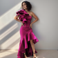 LUXE Fuscia Ruffle One Gown