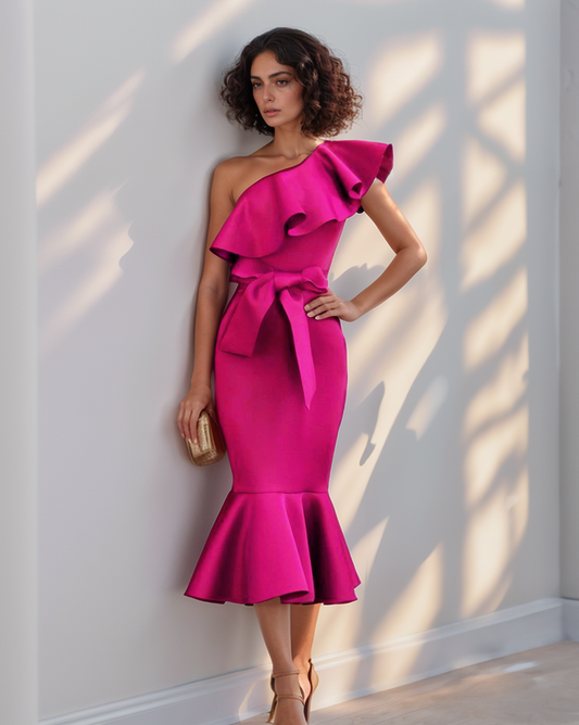 Fuscia Ruffle One Dress