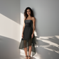 Black Asymmetric Sheer Skirt