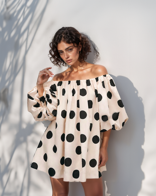 Polka Off Shoulder Dress