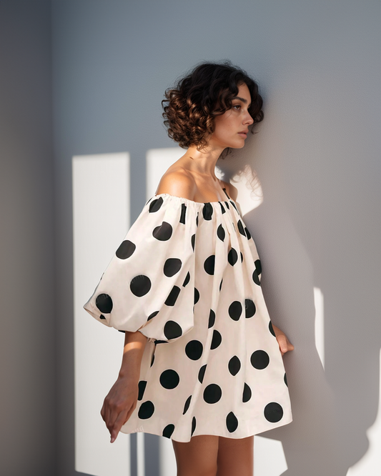 Polka Off Shoulder Dress