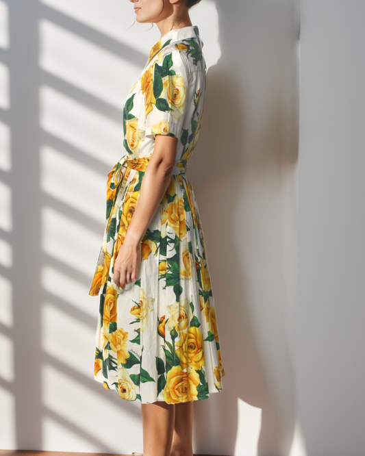 Yellow Rose Shirt Dress