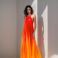 CLEARANCE - Ombre Pleated Red Yellow Spaghetti Maxi