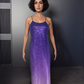 CLEARANCE - Sequins Purple Ombre Gown