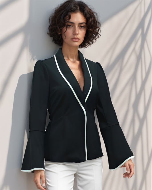Black Wrap Blazer Top