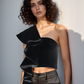 Black One Shoulder Ruffle Top
