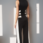 Black White Side Tie Top
