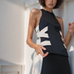 Black White Side Tie Top