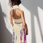 LUXE FlowerPaint Ruffle Halter Gown