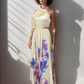 LUXE FlowerPaint Ruffle Halter Gown