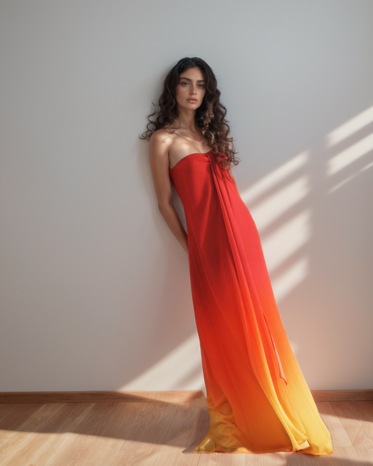 Red Yellow Ombre Tube Gown