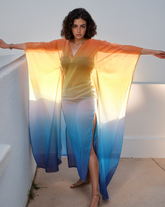 Yellow Blue Ombre Kaftan Cover