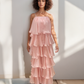 LUXE Pink Ruffle Maxi