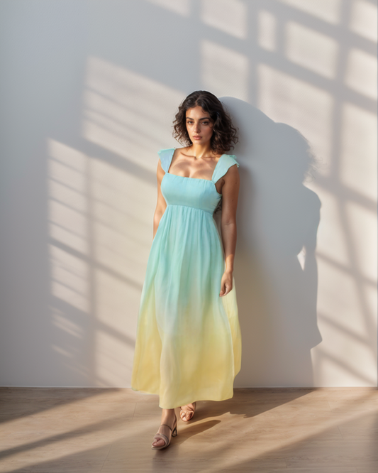 Ombre Blue Yellow Pastel Midi
