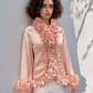 Coral Ruffle Neck Top