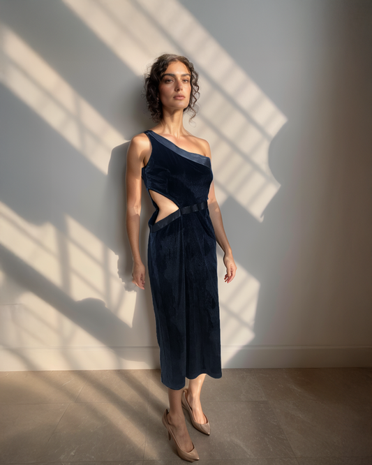 CutOut One Black Velvet Dress