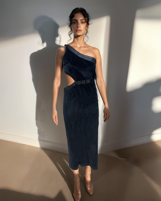 CutOut One Black Velvet Dress