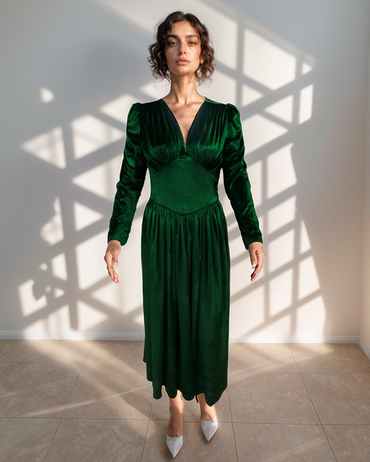 Emerald Vintage Wrap Dress