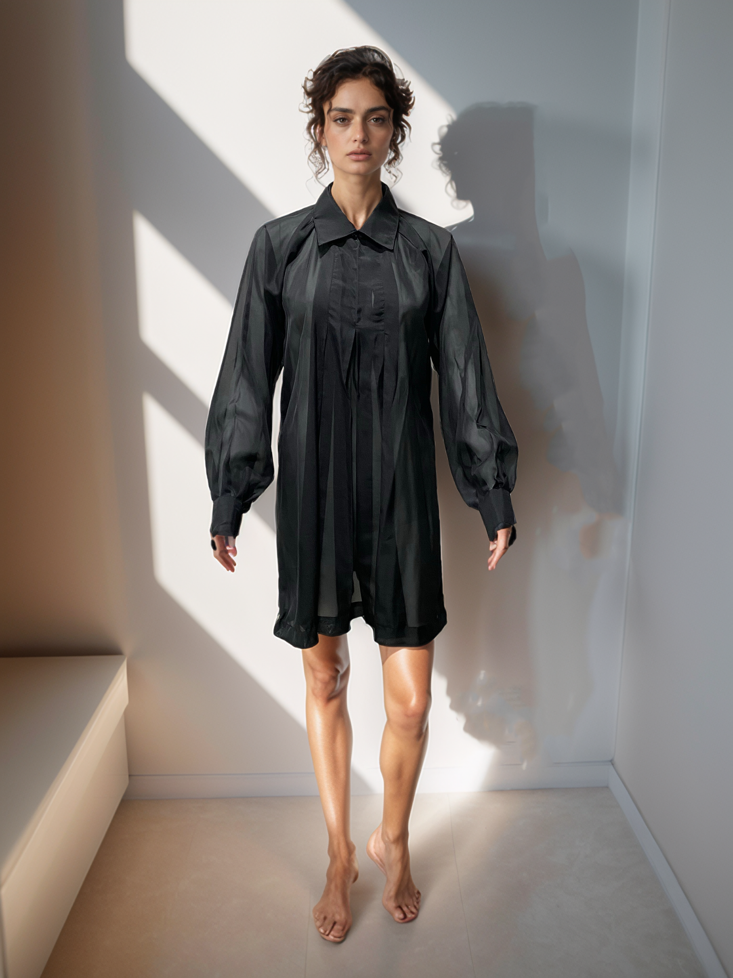 Black Sheer Shirt Dress