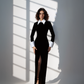 LUXE Black White Collar Cuff Gown