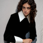 LUXE Black White Collar Cuff Gown