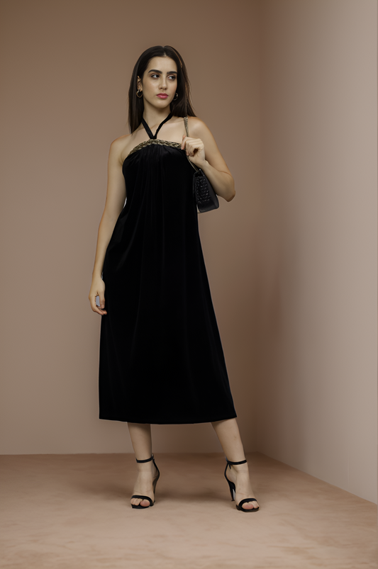 CLEARANCE - Velvet Metal Chain Midi