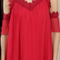 CLEARANCE - Red Cold-Shoulder Lace Dress